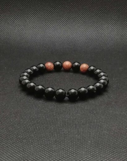 Pulseira de Ágata negra e pedra de Areia Dourada