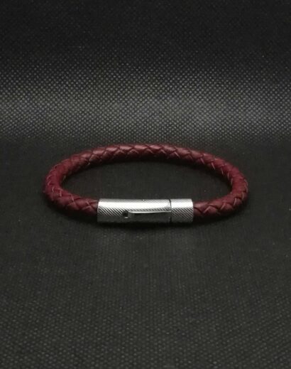 Pulseira de Couro marron trançado com fecho de Aço inoxidável