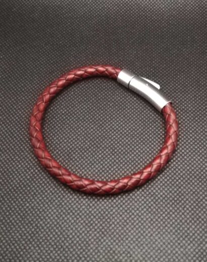Pulseira de Couro marron trançado com fecho de Aço inoxidável