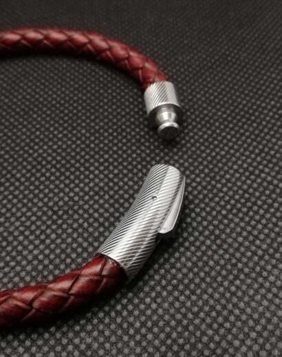 Pulseira de Couro marron trançado com fecho de Aço inoxidável