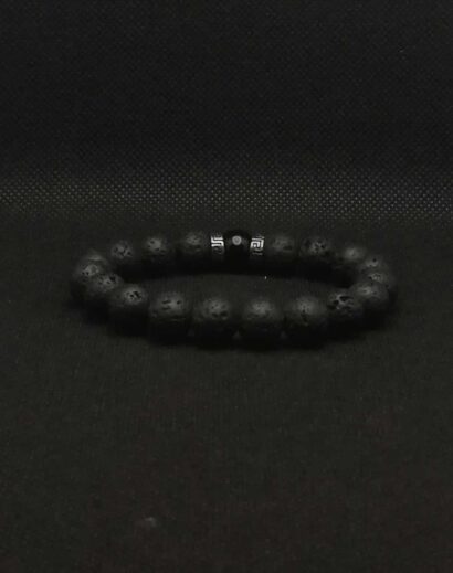 BEA-015-01 Pulseira de pedra de Lava Vulcânica e Obsidiana