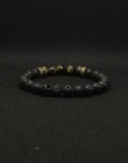 Pulseira de pedra de Lava Vulcânica e Olho de Tigre