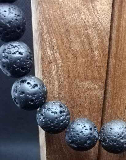 Pulseira de pedra de Lava Vulcânica e Obsidiana