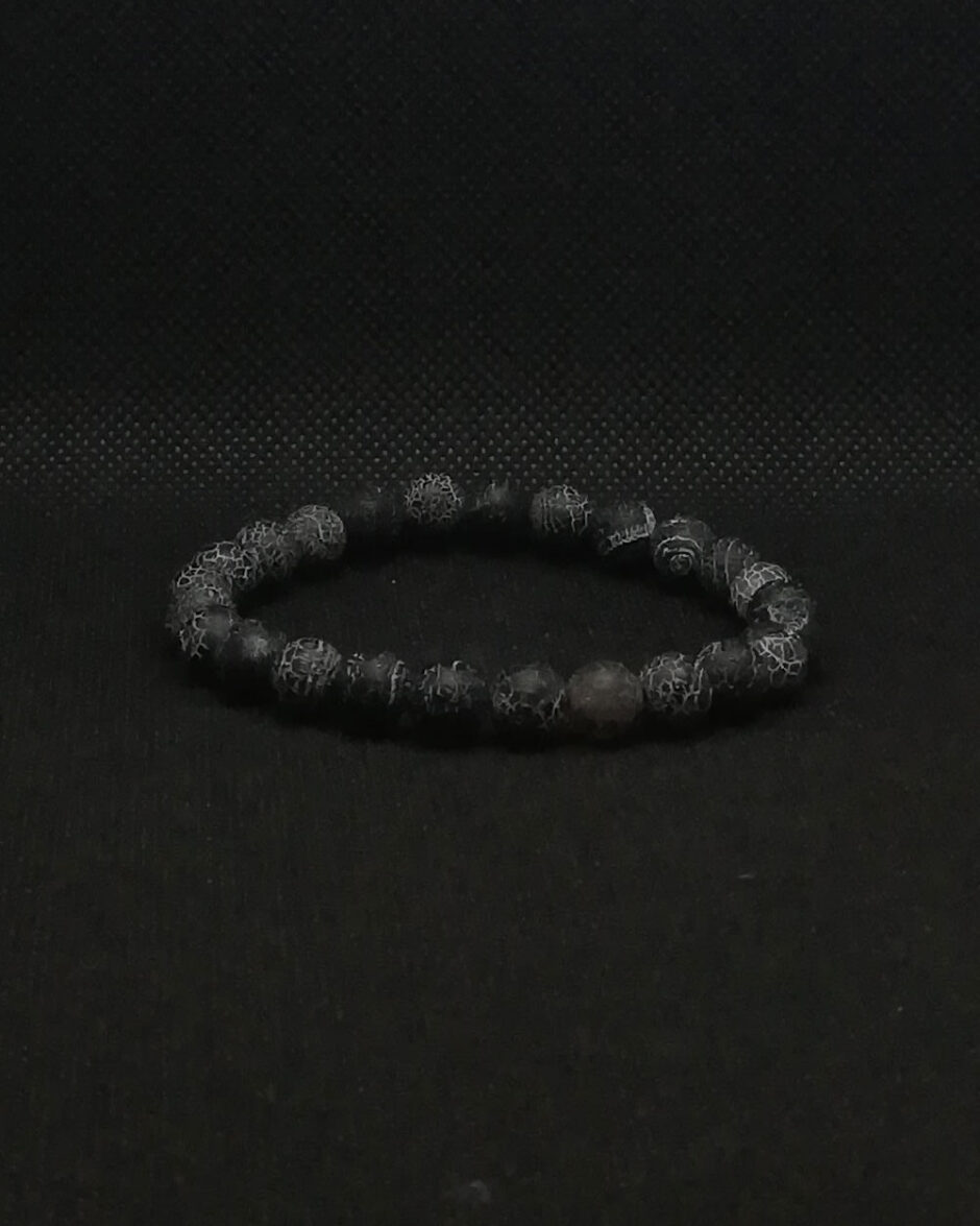Pulseira de pedra Ágata Geada Preta