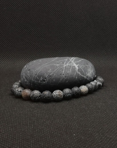 Pulseira de pedra Ágata Geada Preta