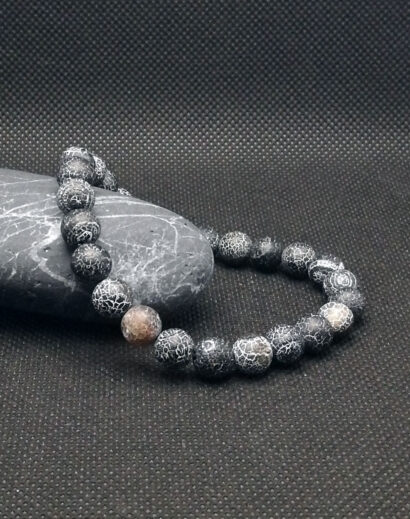 Pulseira de pedra Ágata Geada Preta
